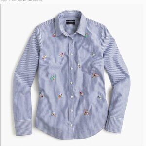 J. Crew Perfect Shirt Bee Embellishment Shirt